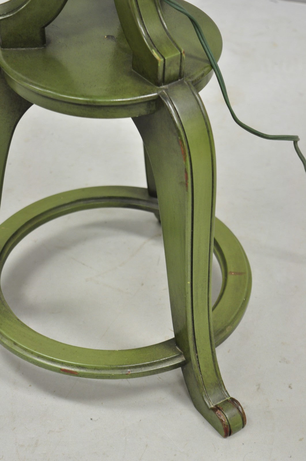 Hollywood Regency Tommi Parzinger Style Green Marble End Table Floor Lamp - Pair