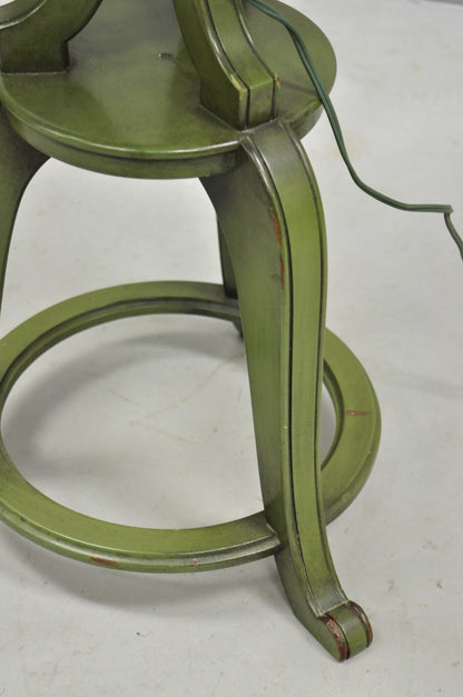 Hollywood Regency Tommi Parzinger Style Green Marble End Table Floor Lamp - Pair