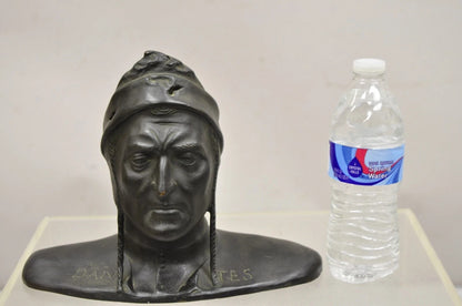 Antique Cast Bronze 9" Dante Dantes Alighieri Bust Sculpture Statue