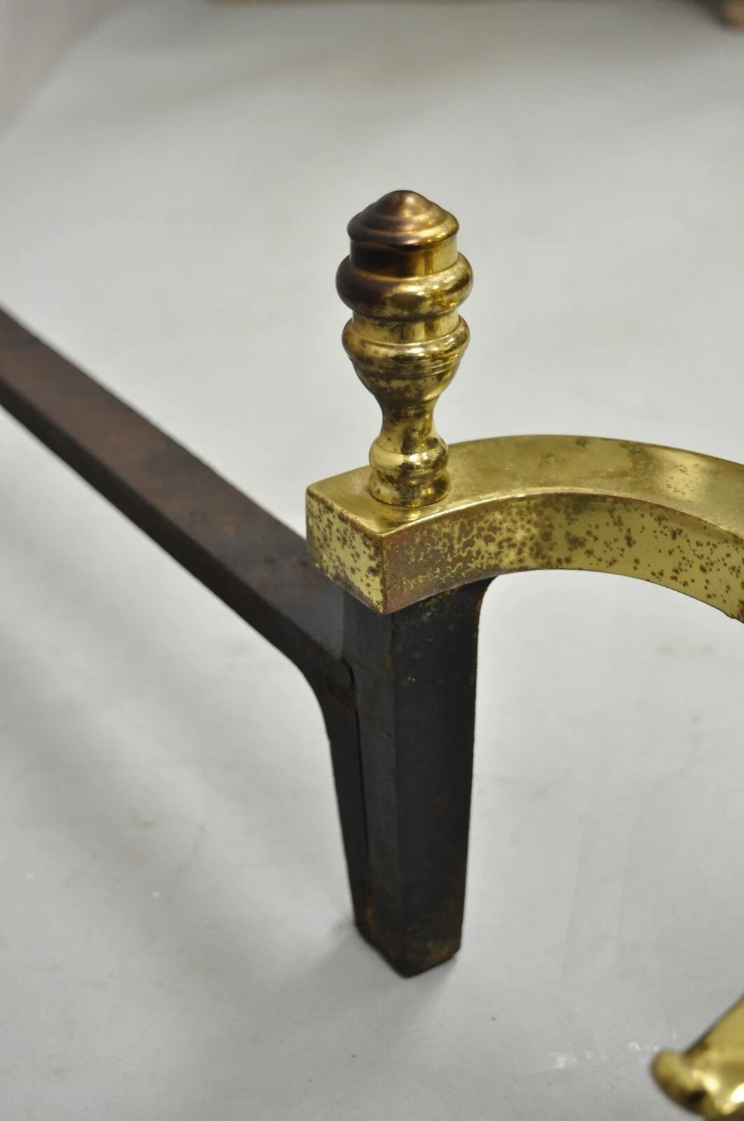 The Harvin Co Brass Federal Branch Leg Ball and Claw Fireplace Andirons - a Pair