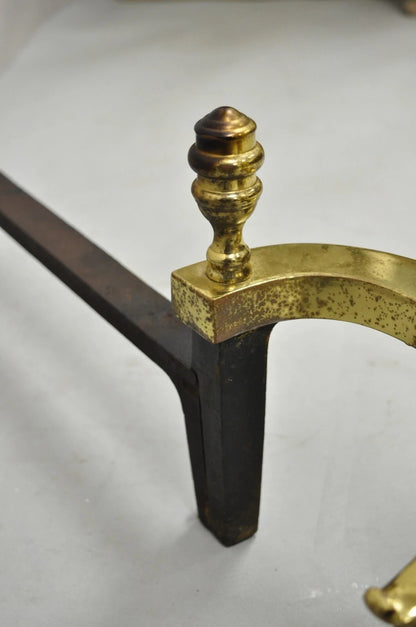 The Harvin Co Brass Federal Branch Leg Ball and Claw Fireplace Andirons - a Pair