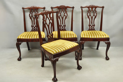 John Stuart Chippendale Carved Mahogany Ball and Claw Dining Chairs - Set of 4