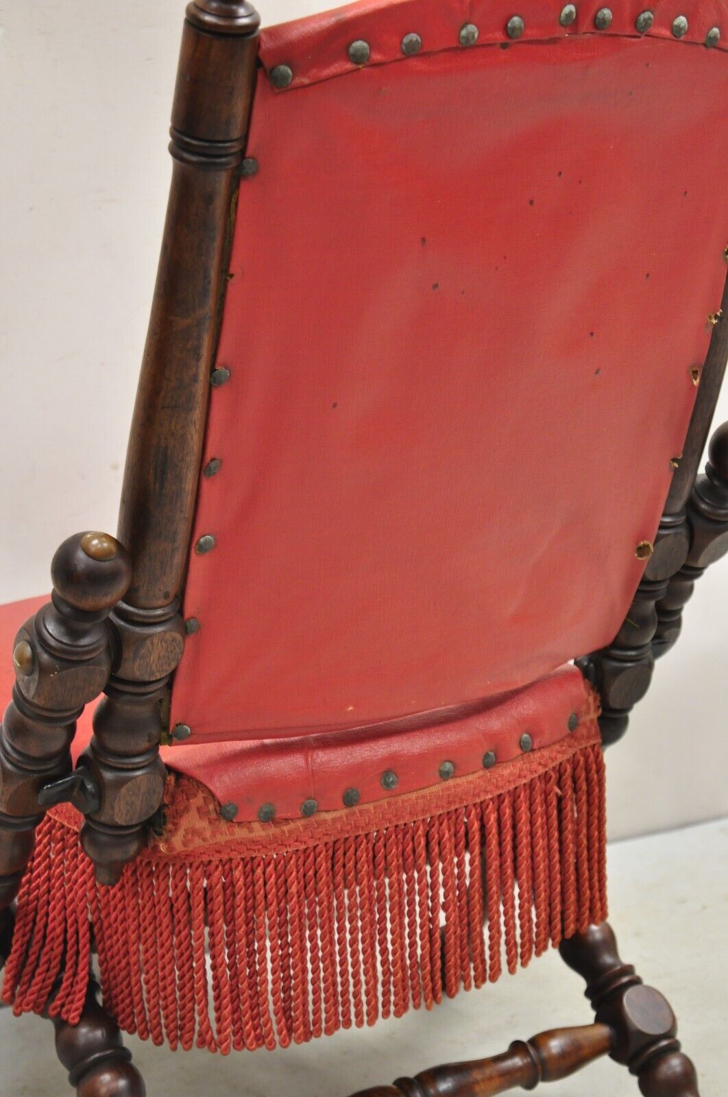 Antique Victorian Carved Walnut Folding Campaign Chair attr. George Hunzinger
