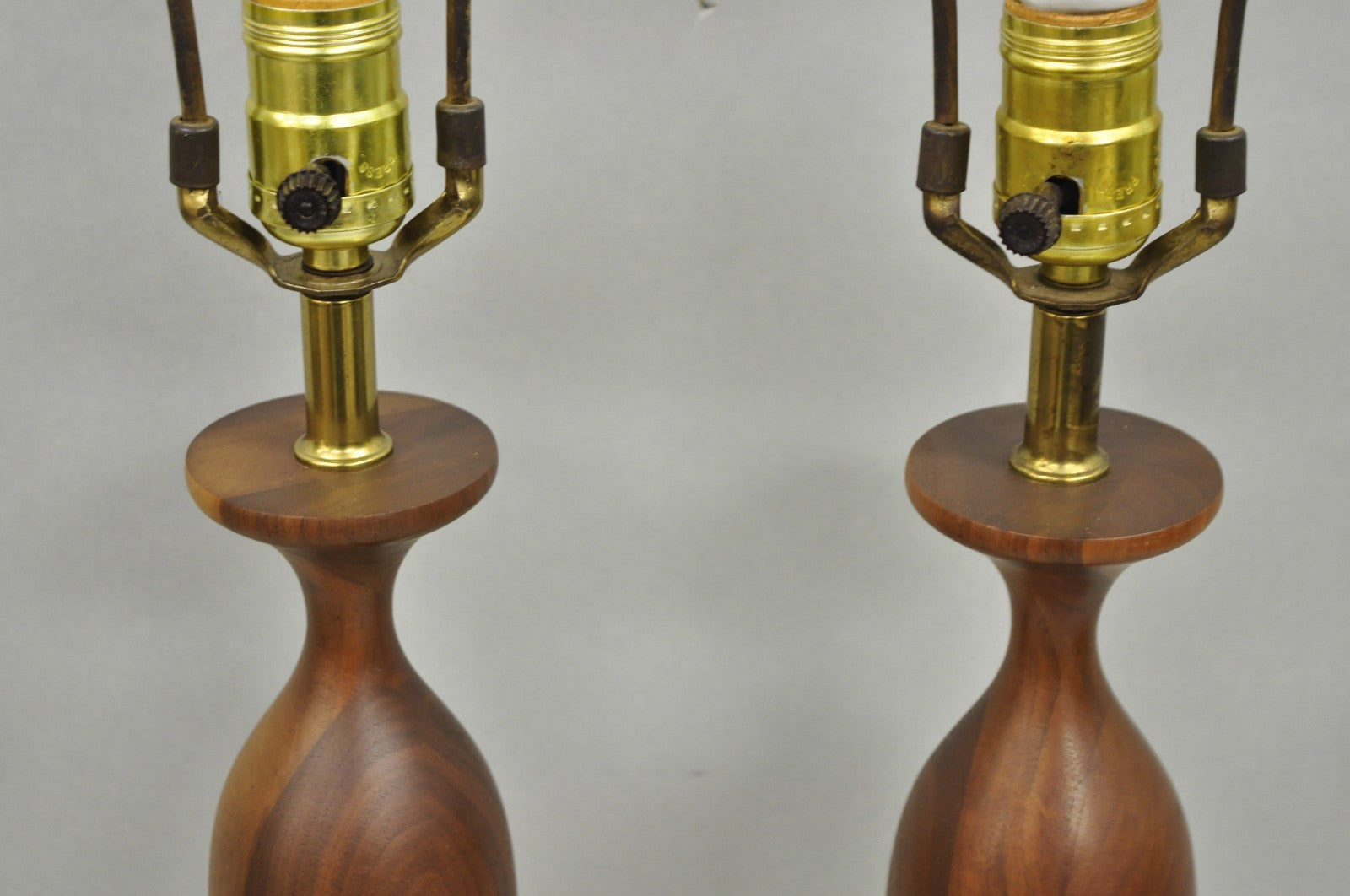 Vintage Mid Century Modern Tony Paul for Westwood Walnut Table Lamps - a Pair