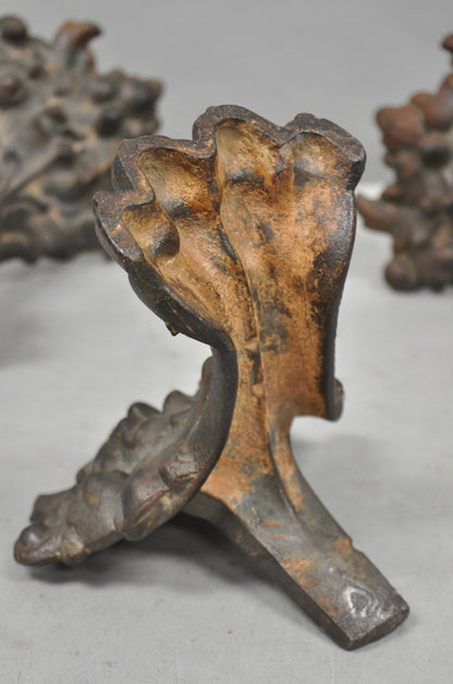 Victorian Style Cast Iron Bathtub Lion Claw Foot Paw Feet Floral Design 4 Pc Set