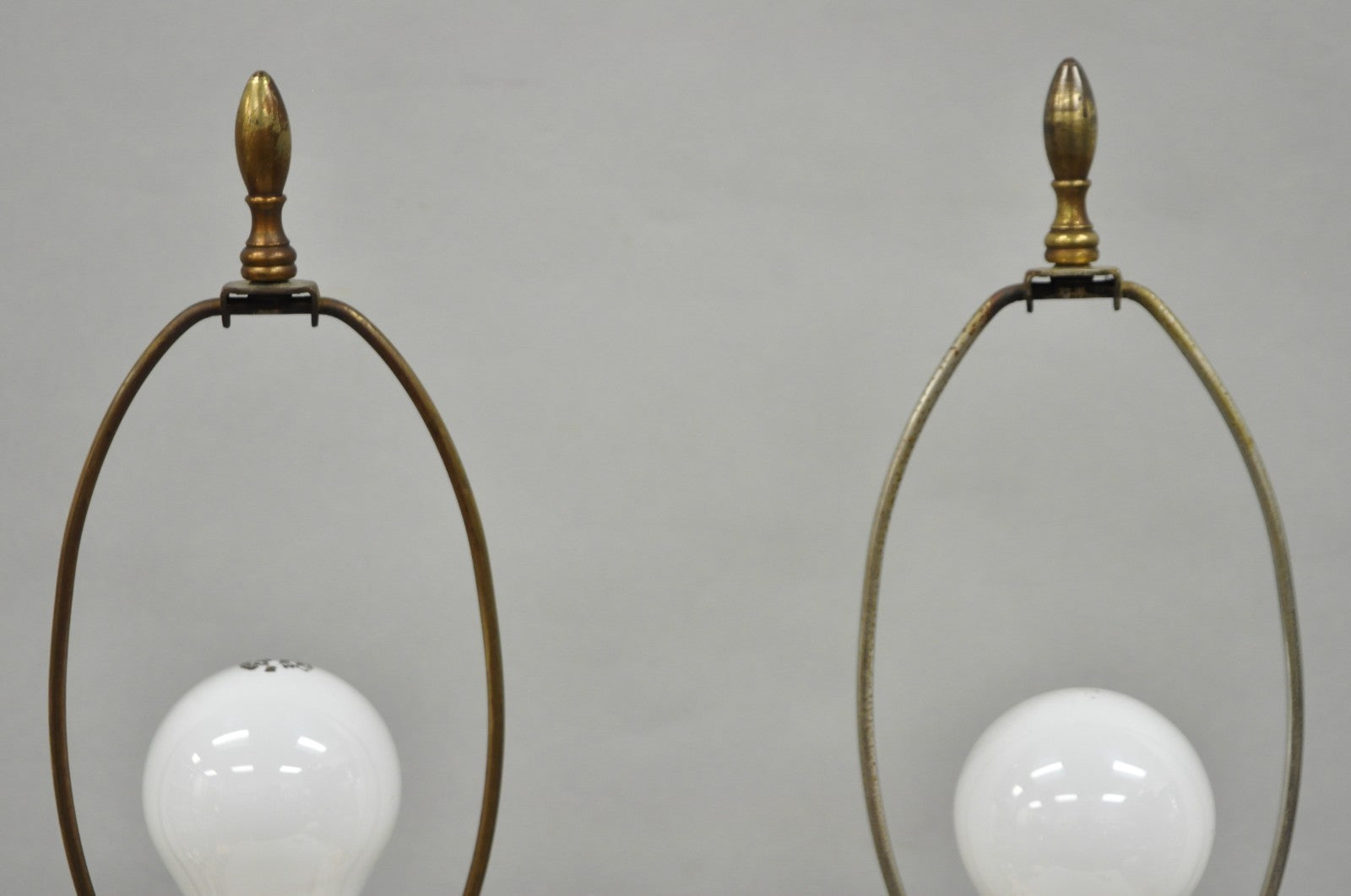 Antique French Victorian Hand Painted Gold Gilt Ginger Jar Table Lamps - a Pair