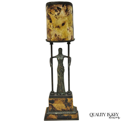 Vintage Maitland Smith Art Deco Art Nouveau Bronze Lady Figural Table Lamp