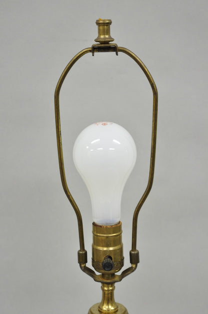 Vintage French Empire Neoclassical Faceted Crystal Glass Urn Brass Table Lamp