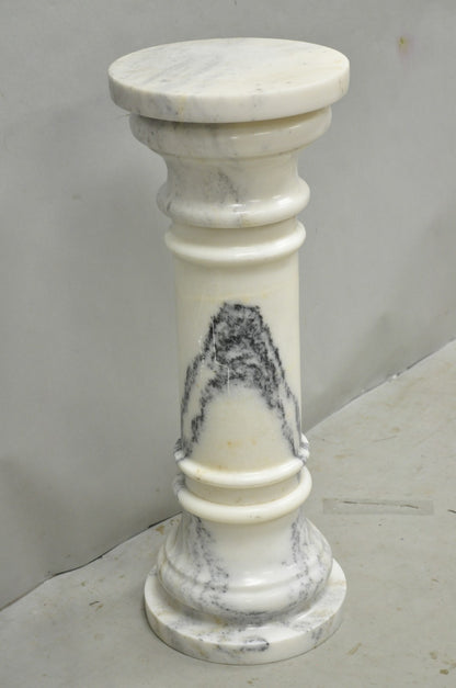 Vintage Italian Classical White Marble Column Form Round 32" Pedestal Bust Stand