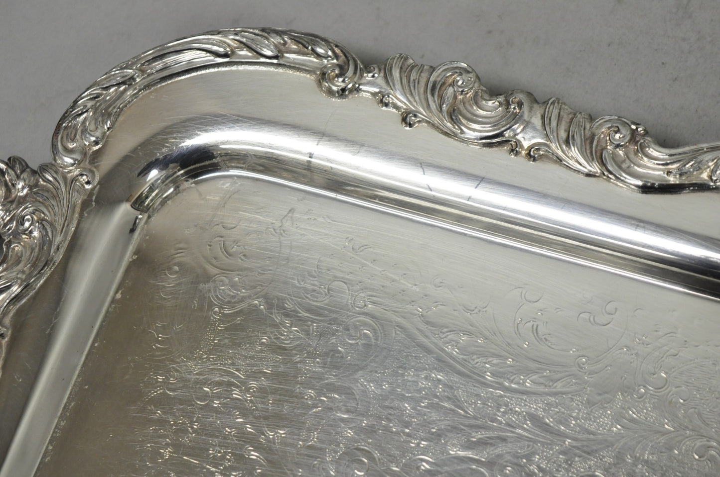 Vintage FB Rogers 1338 Victorian Silver Plated Narrow Serving Platter Bar Tray