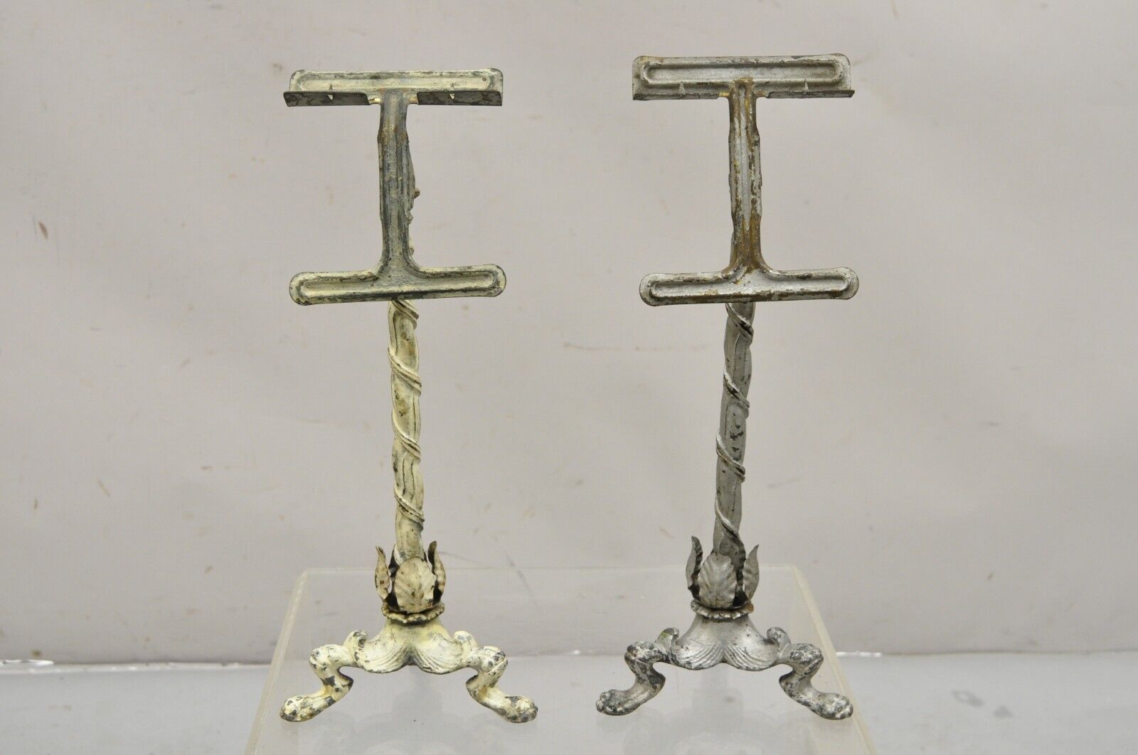 Antique Victorian Cast Iron Tripod Paw Feet General Store Retail Display - Pair