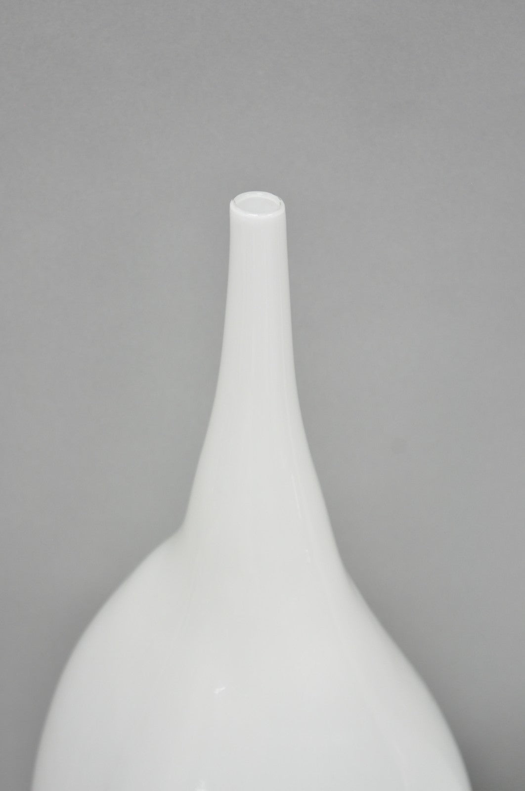 Decorative Modern White Bulbous Art Glass Vessel Vase by Lazy Susan - 2 Pc Set