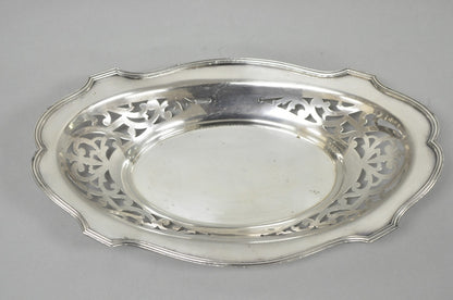 Antique Victorian Silver Plated Oval Reticulated Trinket Dish Tray by L.B.S. Co