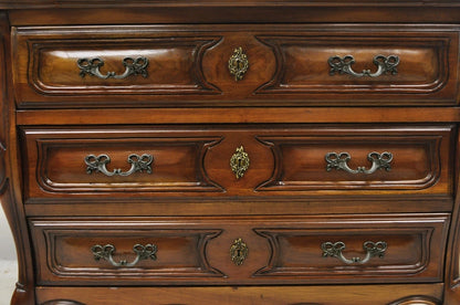 Vintage French Louis XV Country Style Sienna Cherry Bombe Commode Chest Dresser