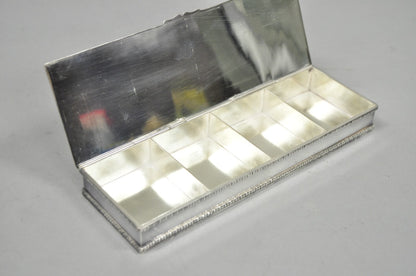 Vintage English Regency Silver Plated Narrow Vanity Dresser Jewelry Box - a Pair