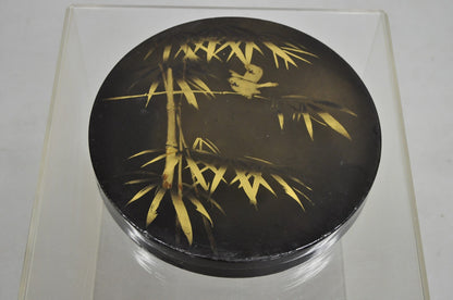 Vintage Japanese Porcelain Sweet Meat Serving Dish Set in Black Lacquer Box