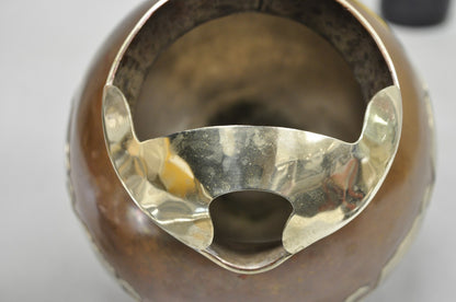 Vintage Artesanias Taxco Mexico Primitive Water Pitcher Silver Mounted Copper