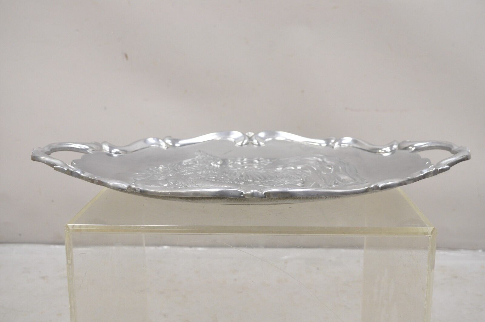 Vintage Lenox Retired Large Rooster Metal Holiday Serving Platter Tray