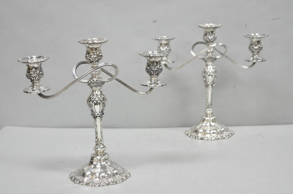 Vintage International Silver Co Countess Silver Plated 3 Arm Candelabra - Pair