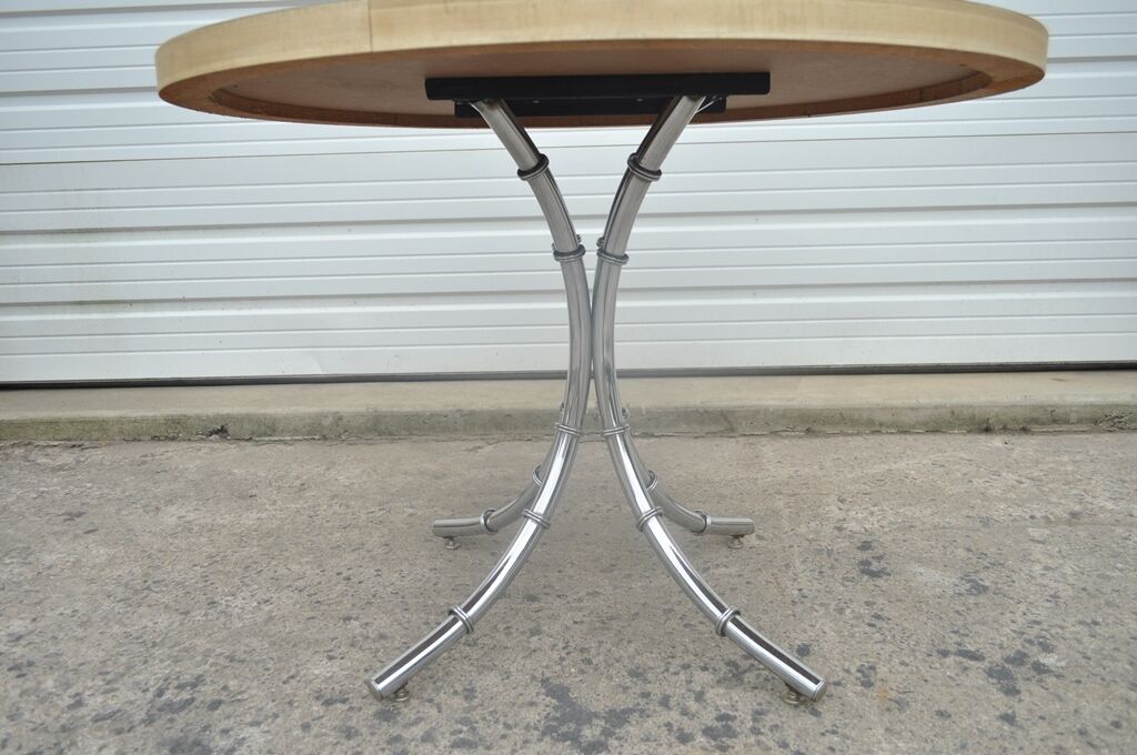 Vintage Hollywood Regency Chrome Metal Faux Bamboo Dining Kitchen Set - 5 Pc Set