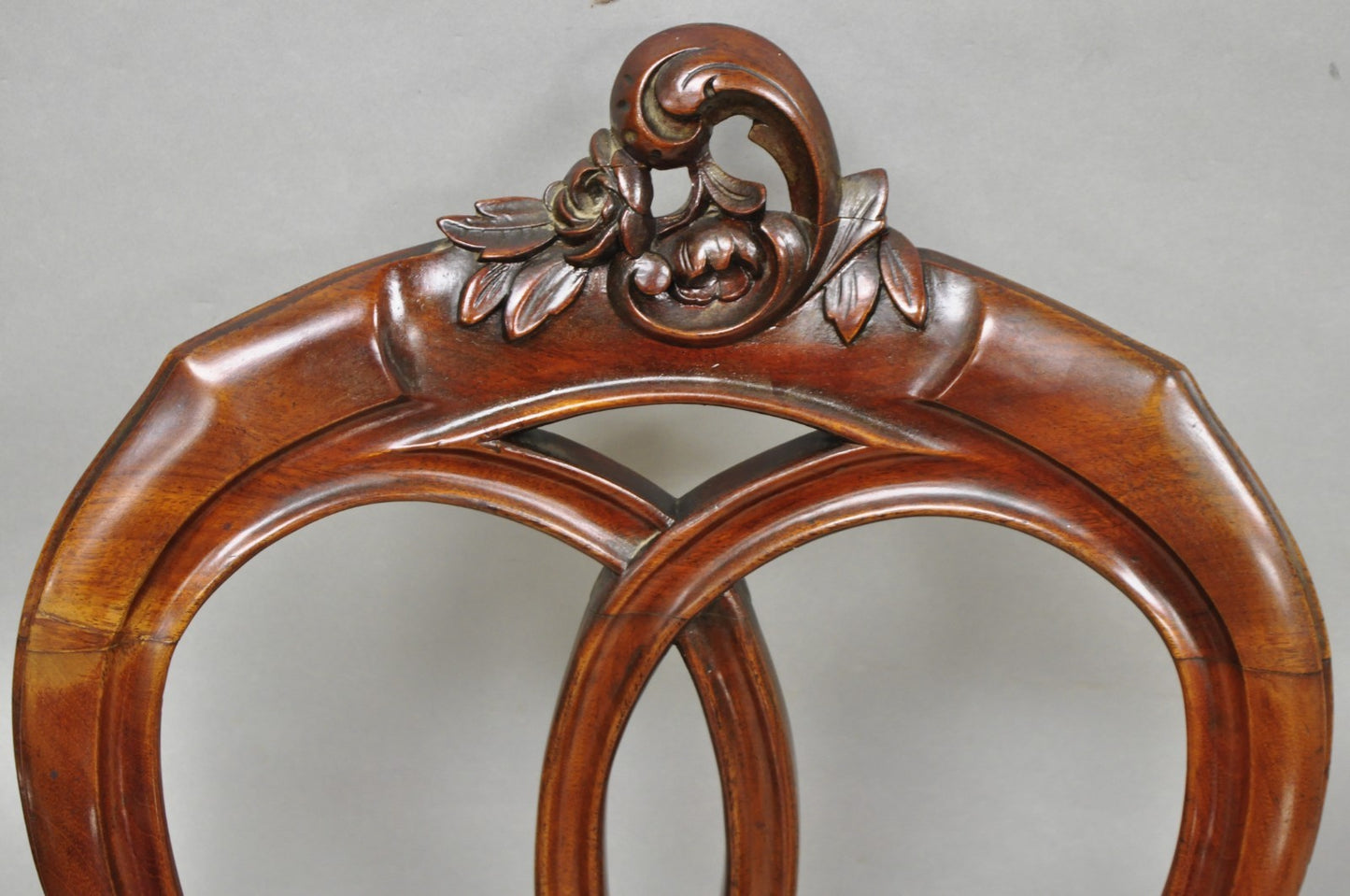 Antique Victorian Mahogany Pretzel Balloon Back Parlor Side Chairs - a Pair