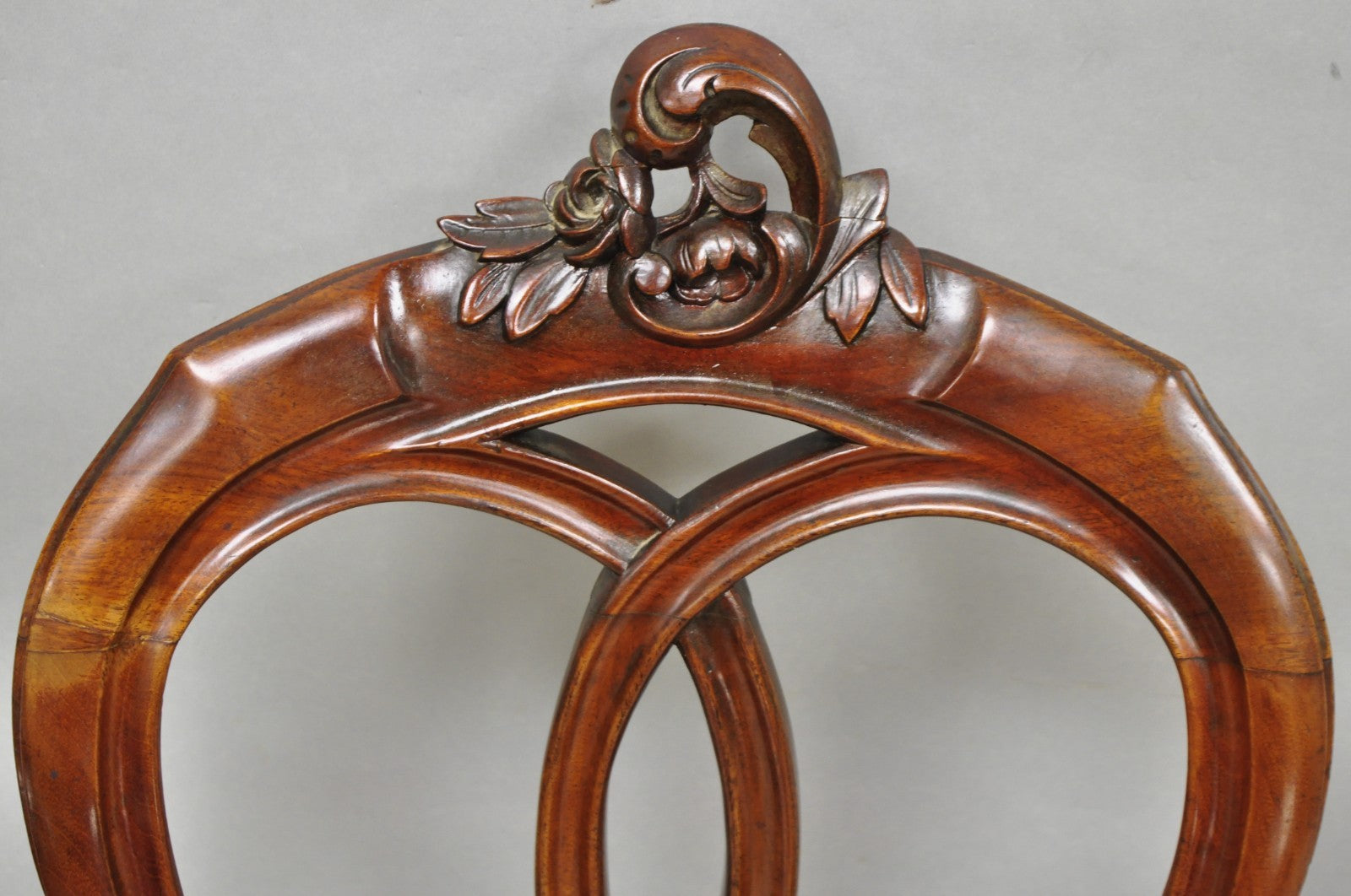 Antique Victorian Mahogany Pretzel Balloon Back Parlor Side Chairs - a Pair