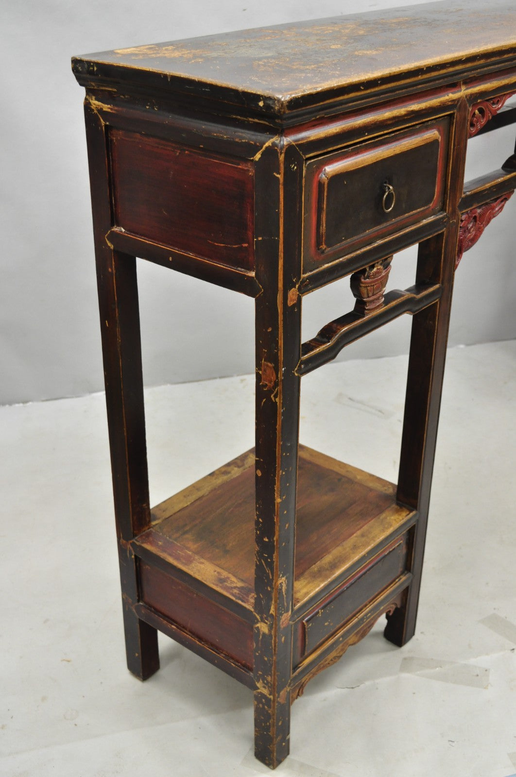 Antique Chinese Carved Hardwood Altar Console Table Sideboard Buffet w/ Drawers