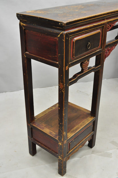 Antique Chinese Carved Hardwood Altar Console Table Sideboard Buffet w/ Drawers