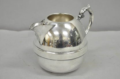 Vintage Art Deco E.P. Copper Silver Plated Bulbous Water Pitcher Jug w/ Handle