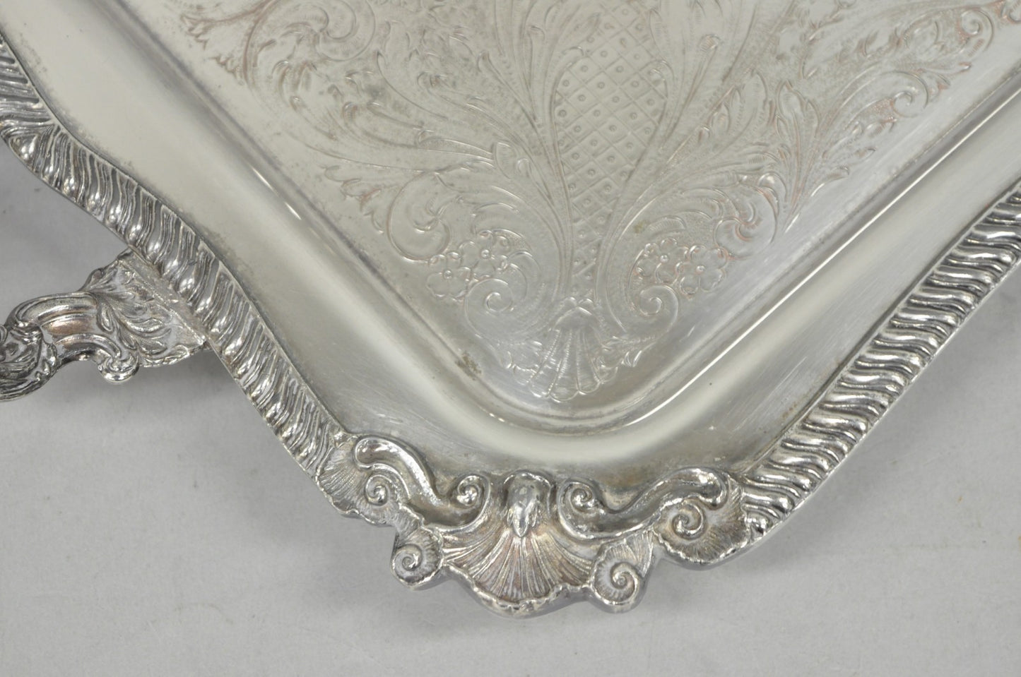 Vintage English Sheffield Victorian Silver Plated Twin Handle Bar Serving Tray