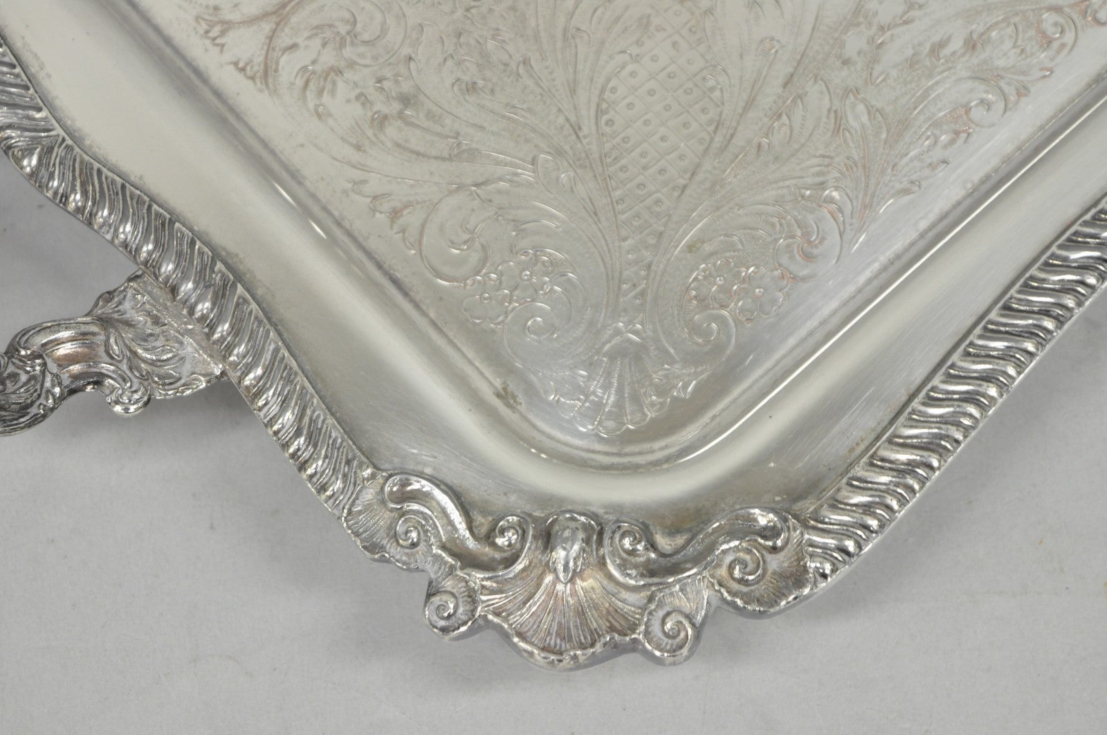 Vintage English Sheffield Victorian Silver Plated Twin Handle Bar Serving Tray