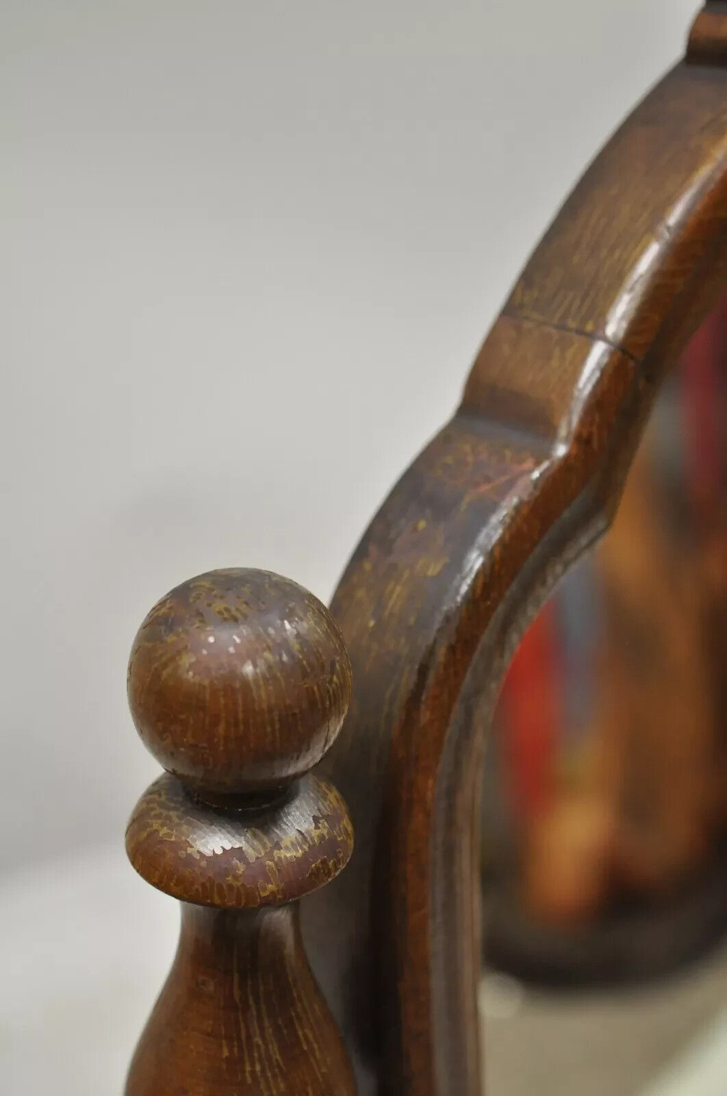 Antique Jacobean Depression Era Walnut Vanity Dresser Pivoting Shaving Mirror