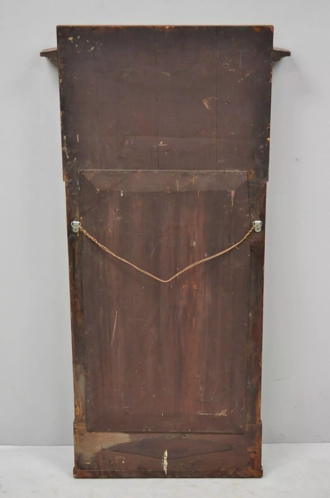 Antique Dutch Marquetry Satinwood Inlay Beveled Glass Console Wall Mirror