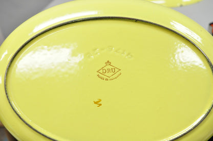 Vintage Dru Holland Yellow Tulip Enameled Cast Iron Dutch Oven Oval Pot