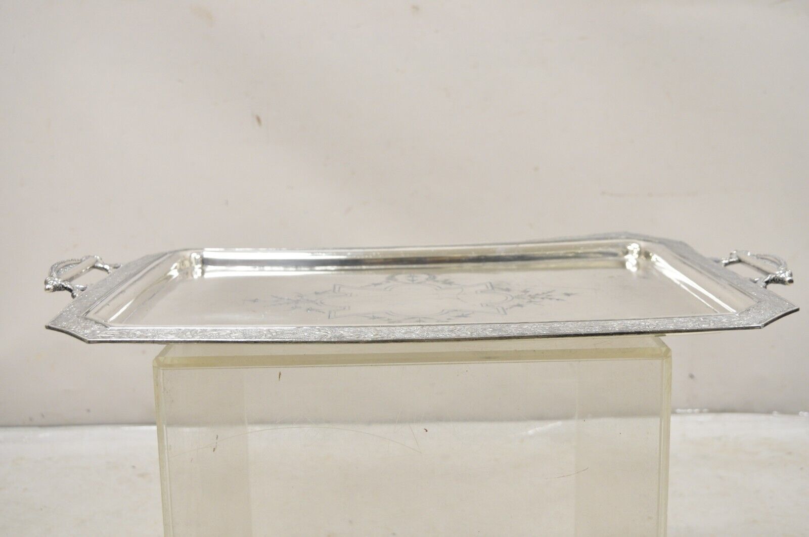 Antique Wilcox Victorian Aesthetic Movement Silver Plated Serving Platter Tray