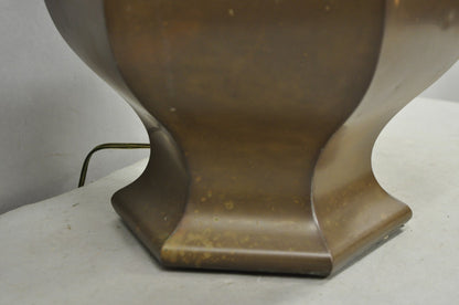 Vintage Chinoiserie Patinated Copper Hexagonal Oriental Ginger Jar Table Lamp