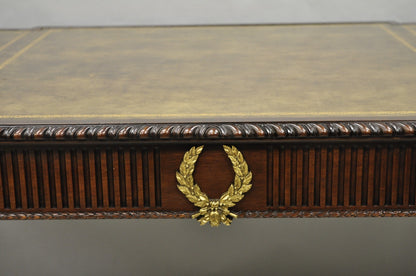 Vintage Baker Hepplewhite Style Mahogany Leather Top Executive Writing Desk