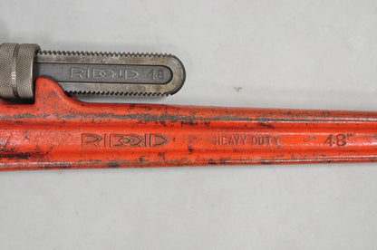 Vintage RIDGID 48 Heavy Duty Straight Plumbers Pipe Wrench 48" Red Cast Iron