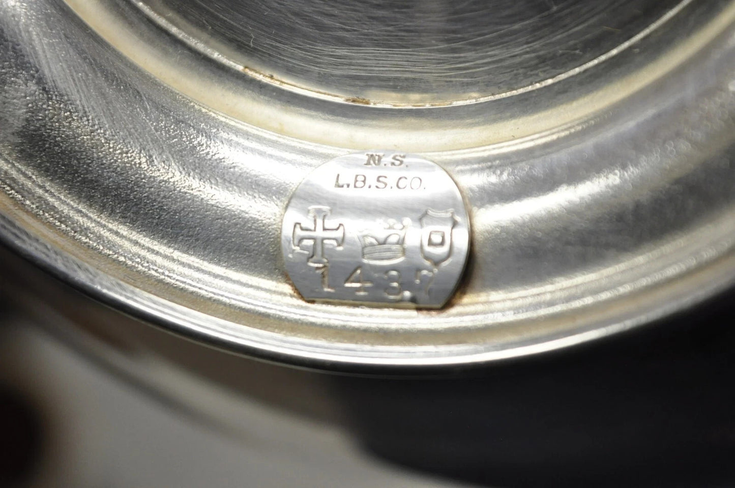 L.B.S. Co. English Sheffield Round Silver Plated Twin Handle Shallow Bowl Dish