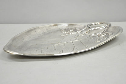 Antique Reed & Barton Art Nouveau Deco Lily Pad Leaf 20" Trinket Dish Bar Tray