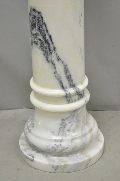 Vintage Italian Classical White Marble Column Form Round 32" Pedestal Bust Stand