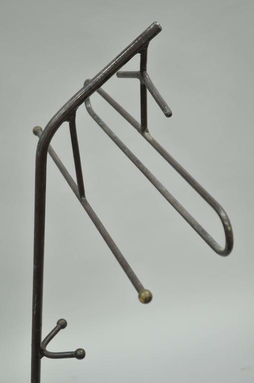 Vintage Modernist Jacques Adnet Style Wrought Iron Hairpin Clothing Valet