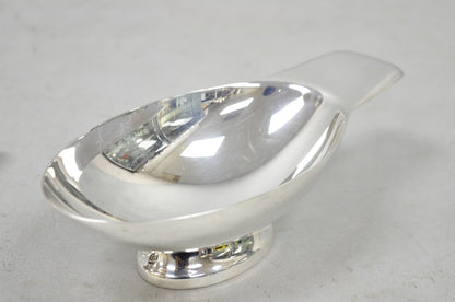 Christofle France Gallia Silver Plated Figural Gravy Sauce Boat w/ Swan Spoon
