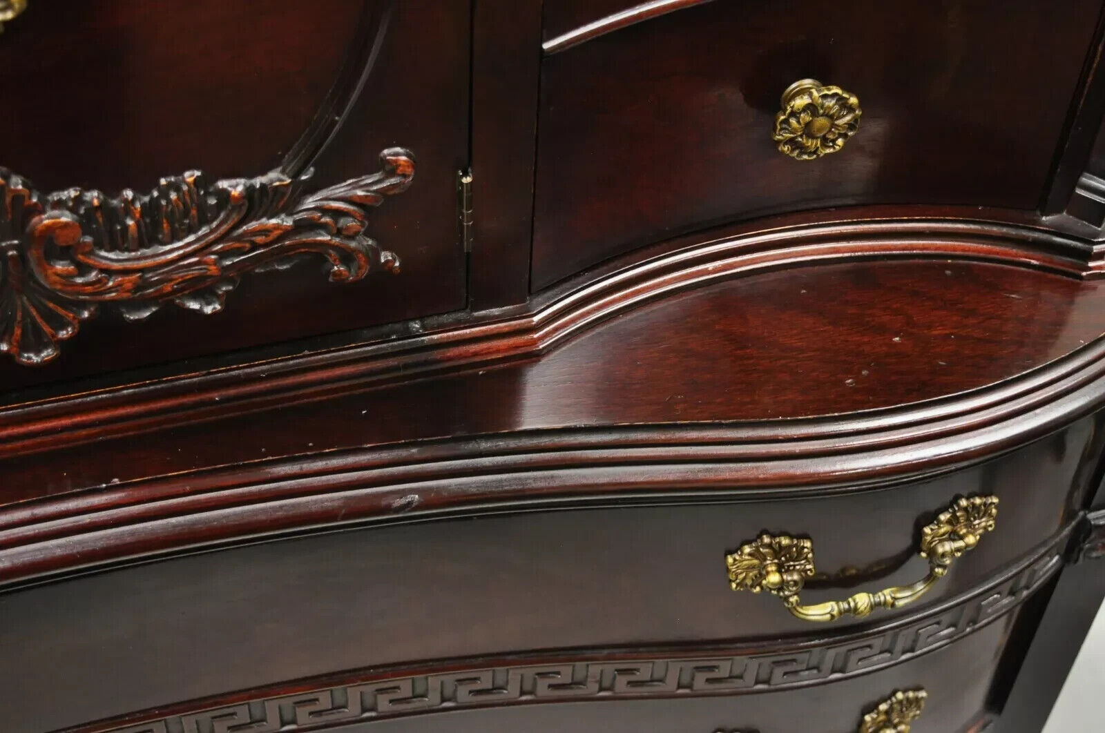 Antique Mahogany Chinese Chippendale Hollywood Regency Highboy Chest Dresser