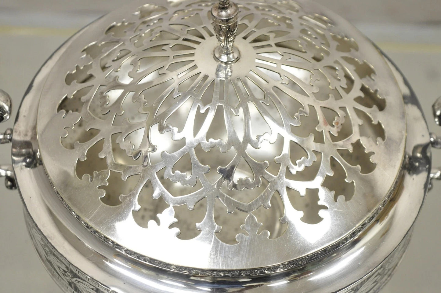Antique Wallace Bros & Co. Victorian Silver Plated Reticulated Lid Butter Dish