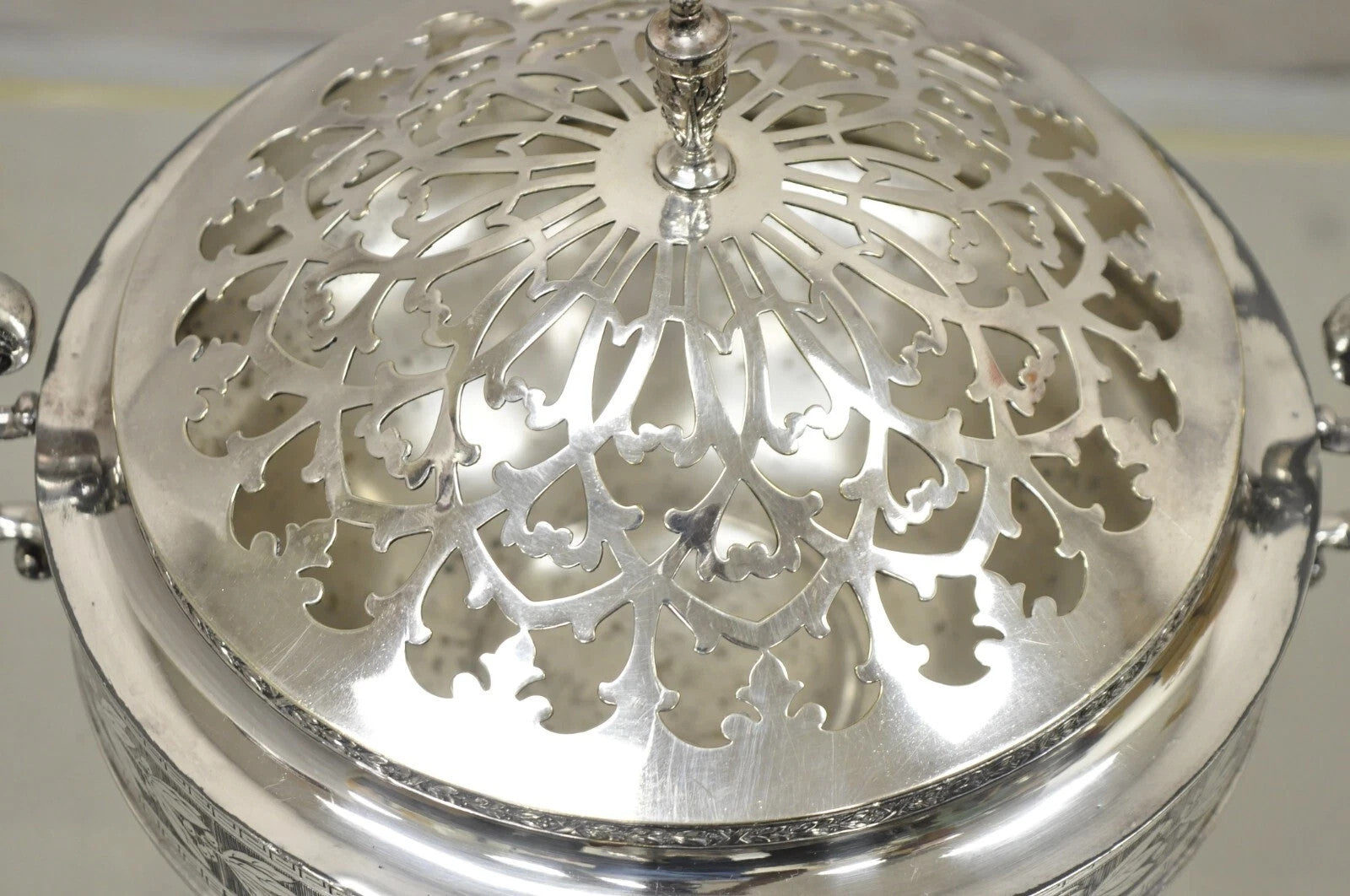 Antique Wallace Bros & Co. Victorian Silver Plated Reticulated Lid Butter Dish