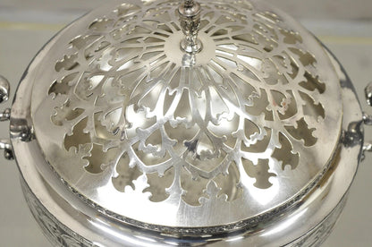 Antique Wallace Bros & Co. Victorian Silver Plated Reticulated Lid Butter Dish