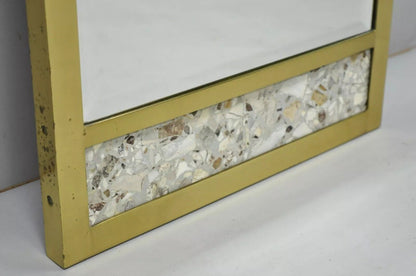 Vintage JL Metz Tomlinson Modern Brass Frame Marble Inlay 65" Tall Narrow Mirror