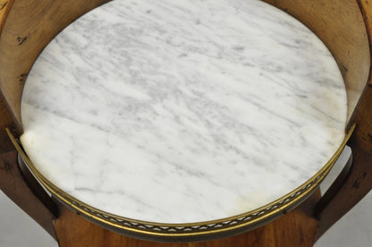 French Country Provincial Biedermeier Cherry Marble Side Table Ice Bucket Holder