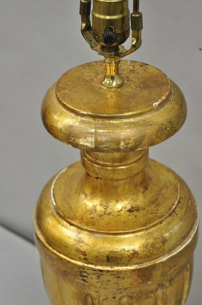 Vintage Italian Neoclassical Style Gold Giltwood Empire Urn Form Table Lamp